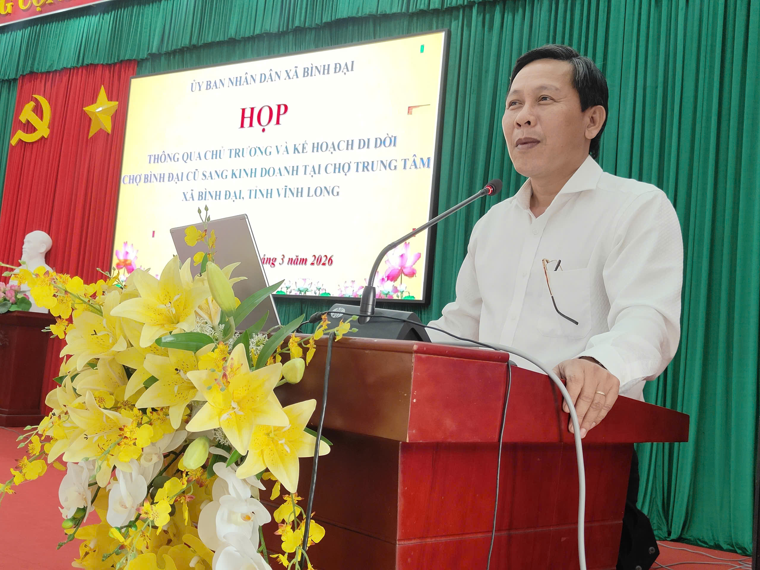 Xã Bình Đại tổ chức họp tiểu thương thông qua chủ trương và kết hoạch di dời Chợ Bình Đại cũ sang kinh doanh tại Chợ Trung tâm xã Bình Đại