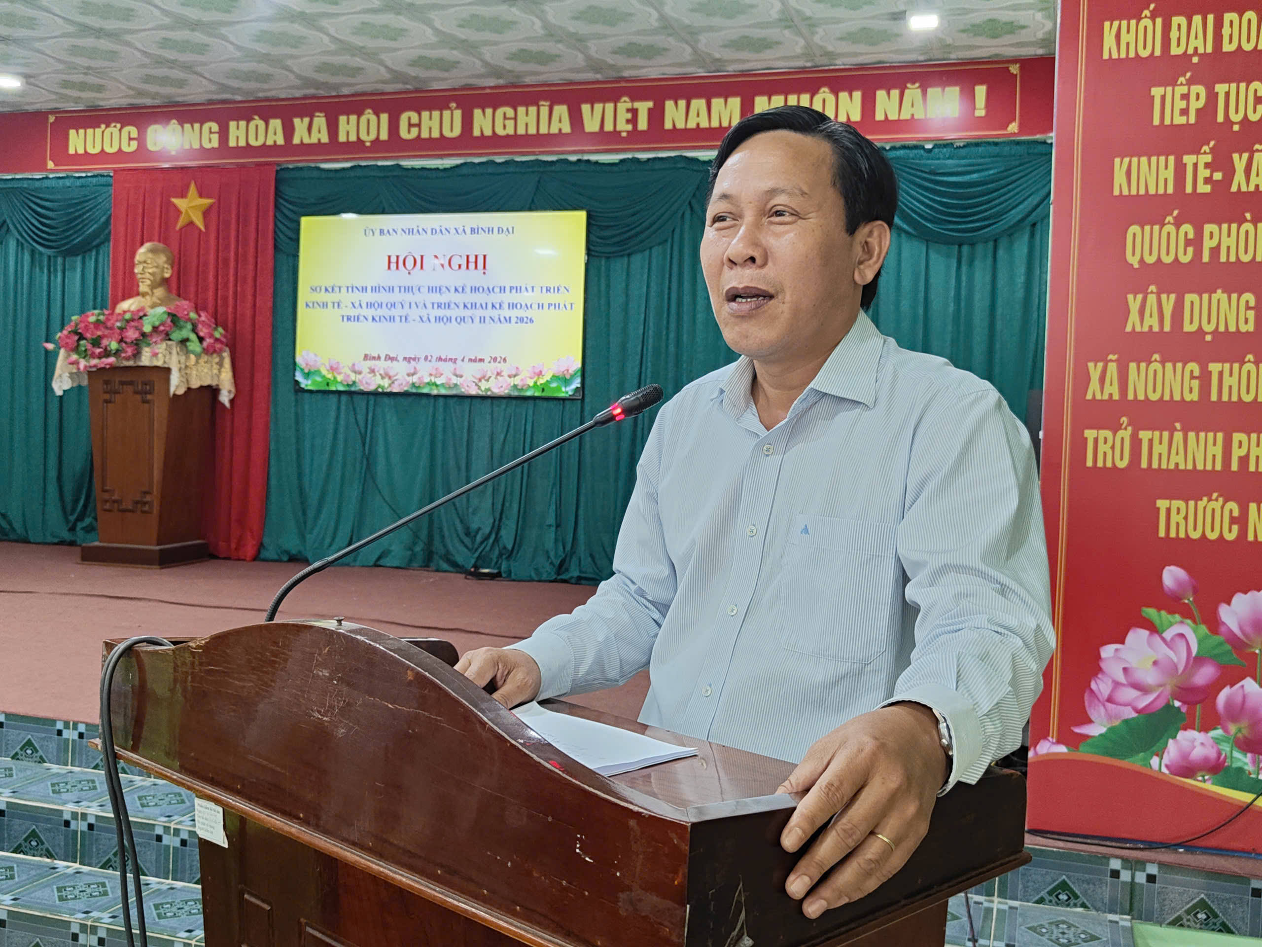 Xã Bình Đại tổ chức hội nghị sơ kết tình hình thực hiện kế hoạch phát triển kinh tế - xã hội quý I năm 2026