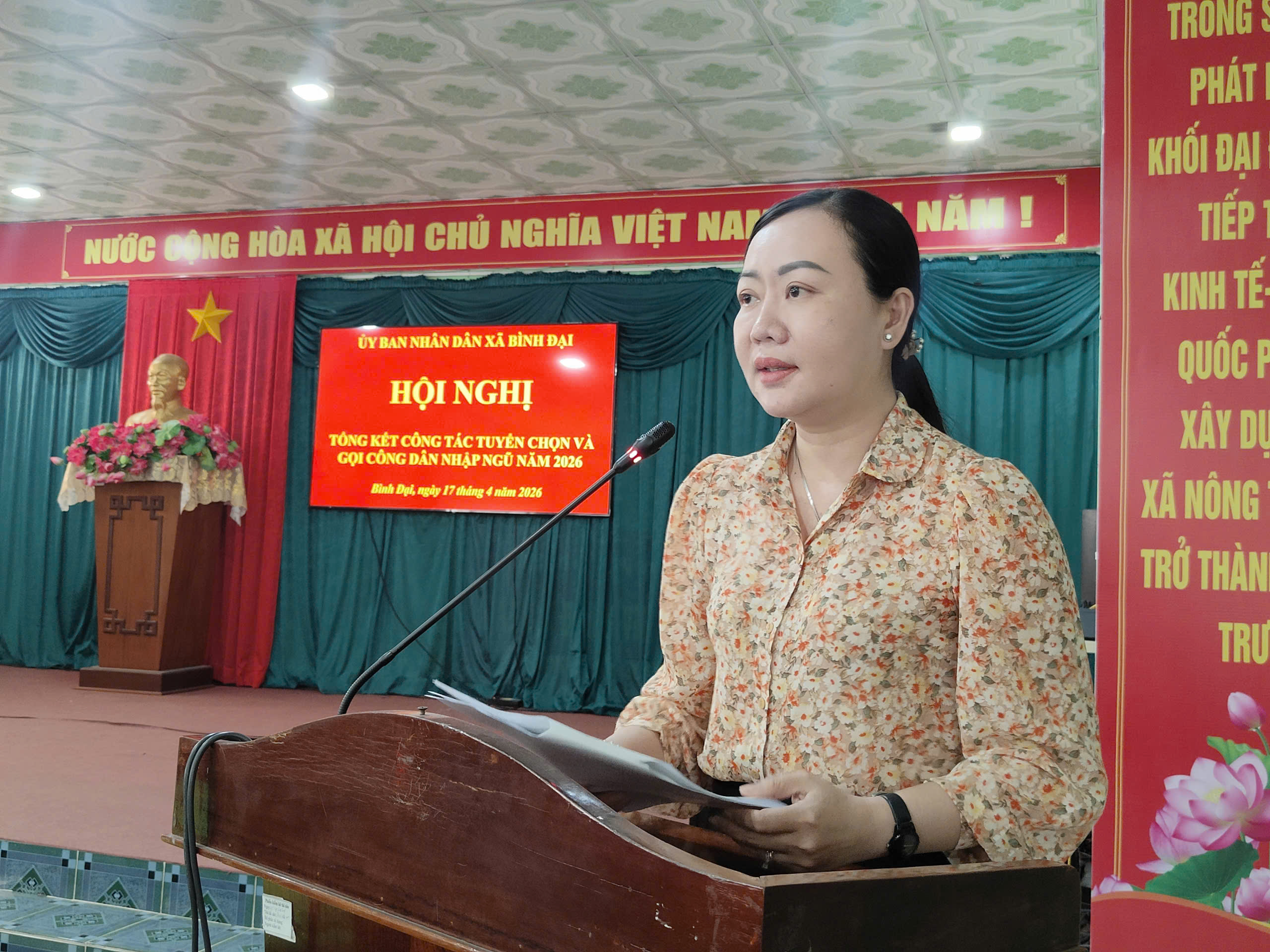 Xã Bình Đại tổ chức hội nghị tổng kết công tác tuyển chọn và gọi công dân nhập ngũ năm 2026
