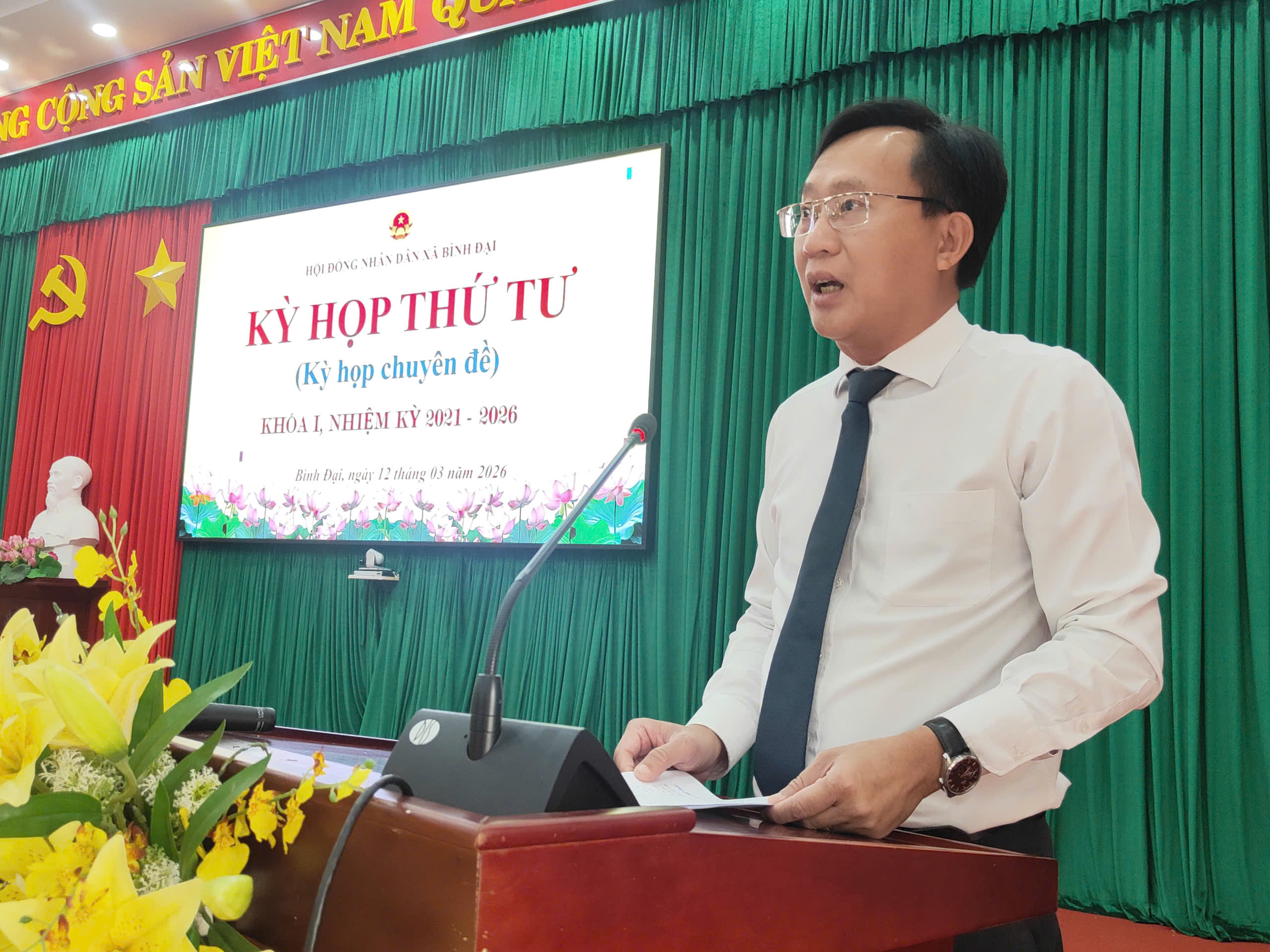 Hội đồng Nhân dân xã Bình Đại khóa I, nhiệm kỳ 2021 - 2026 tổ chức kỳ họp chuyên đề năm 2026.