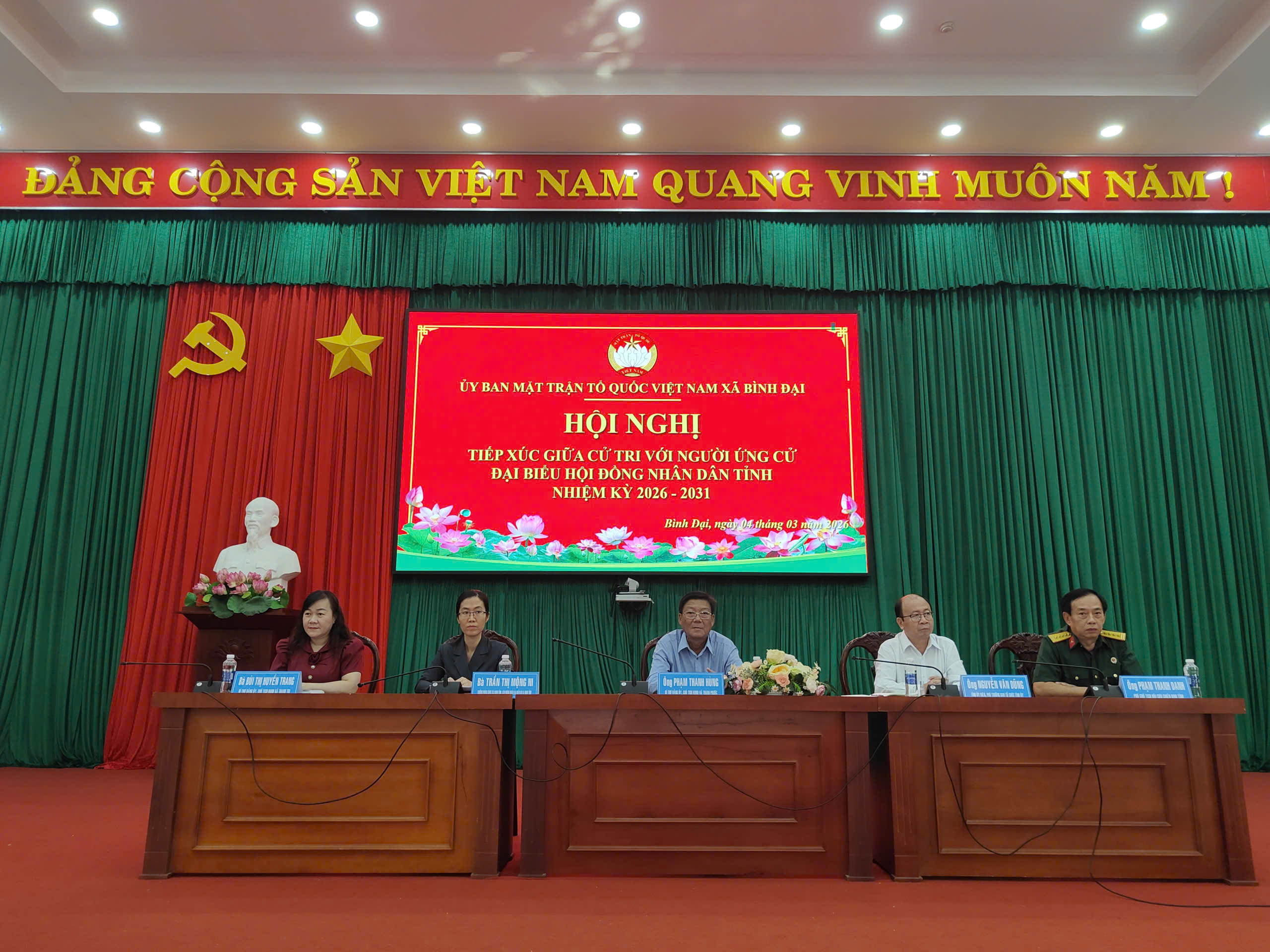 Người ứng cử Đại biểu Hội đồng Nhân dân tỉnh nhiệm kỳ 2026-2031 đơn vị bầu cử số 23 tiếp xúc cử tri xã Bình Đại
