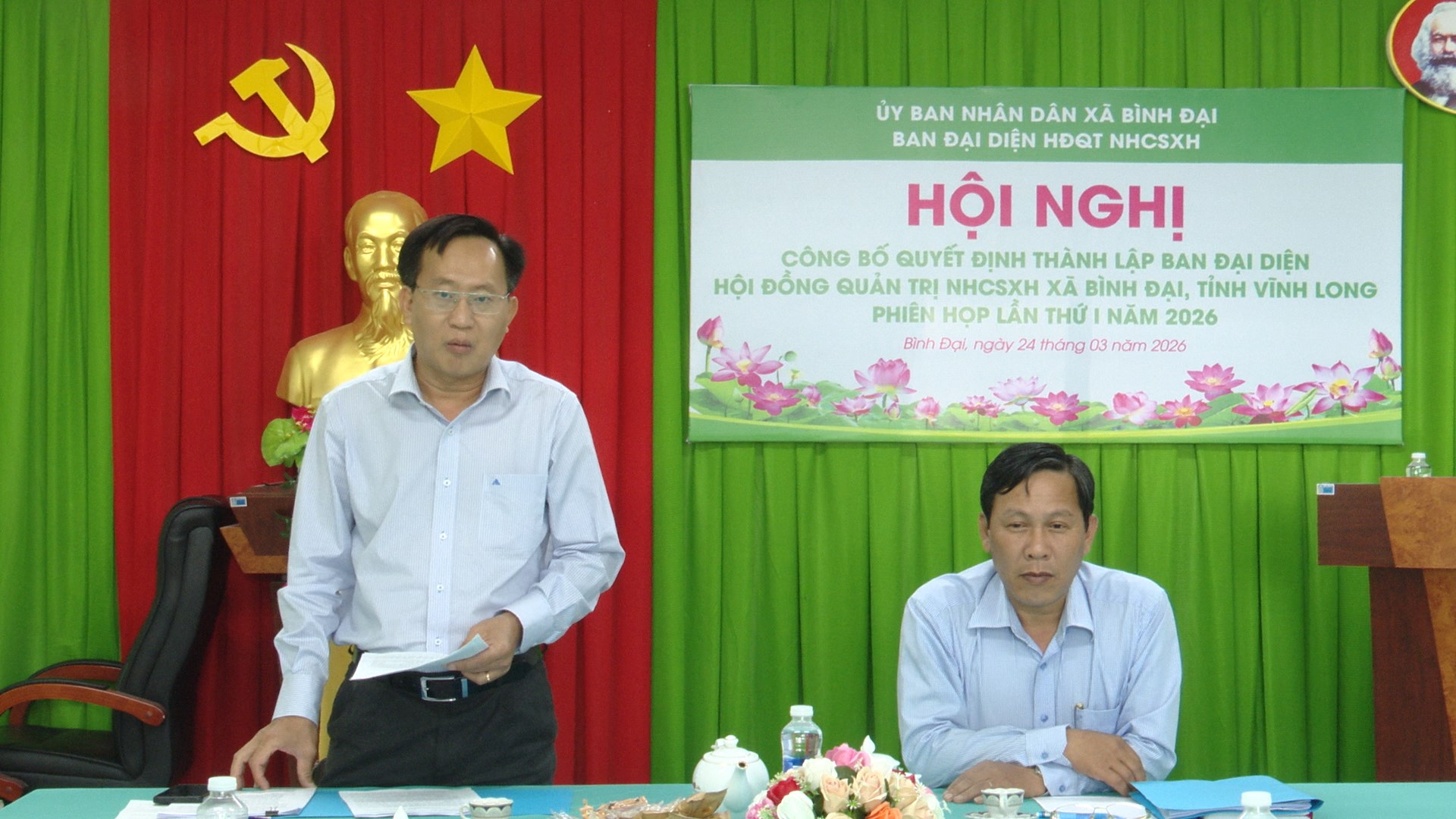 Xã Bình Đại: Hội nghị công bố quyết định thành lập Ban đại diện Hội đồng quản trị Ngân hàng Chính sách xã hội xã
